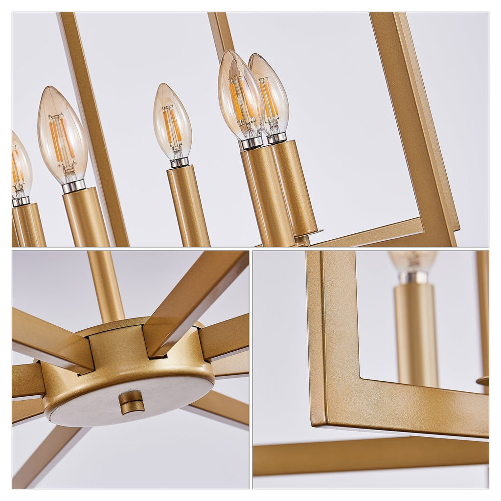 27' Modern Golden Geometric 8-Light Chandelier