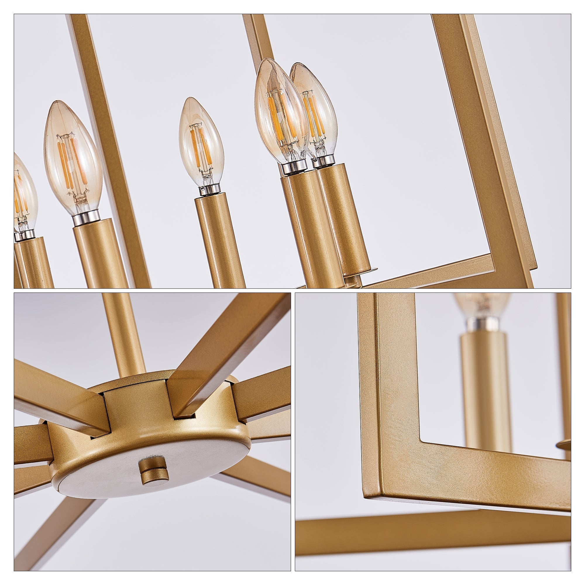 27' Modern Golden Geometric 8-Light Chandelier
