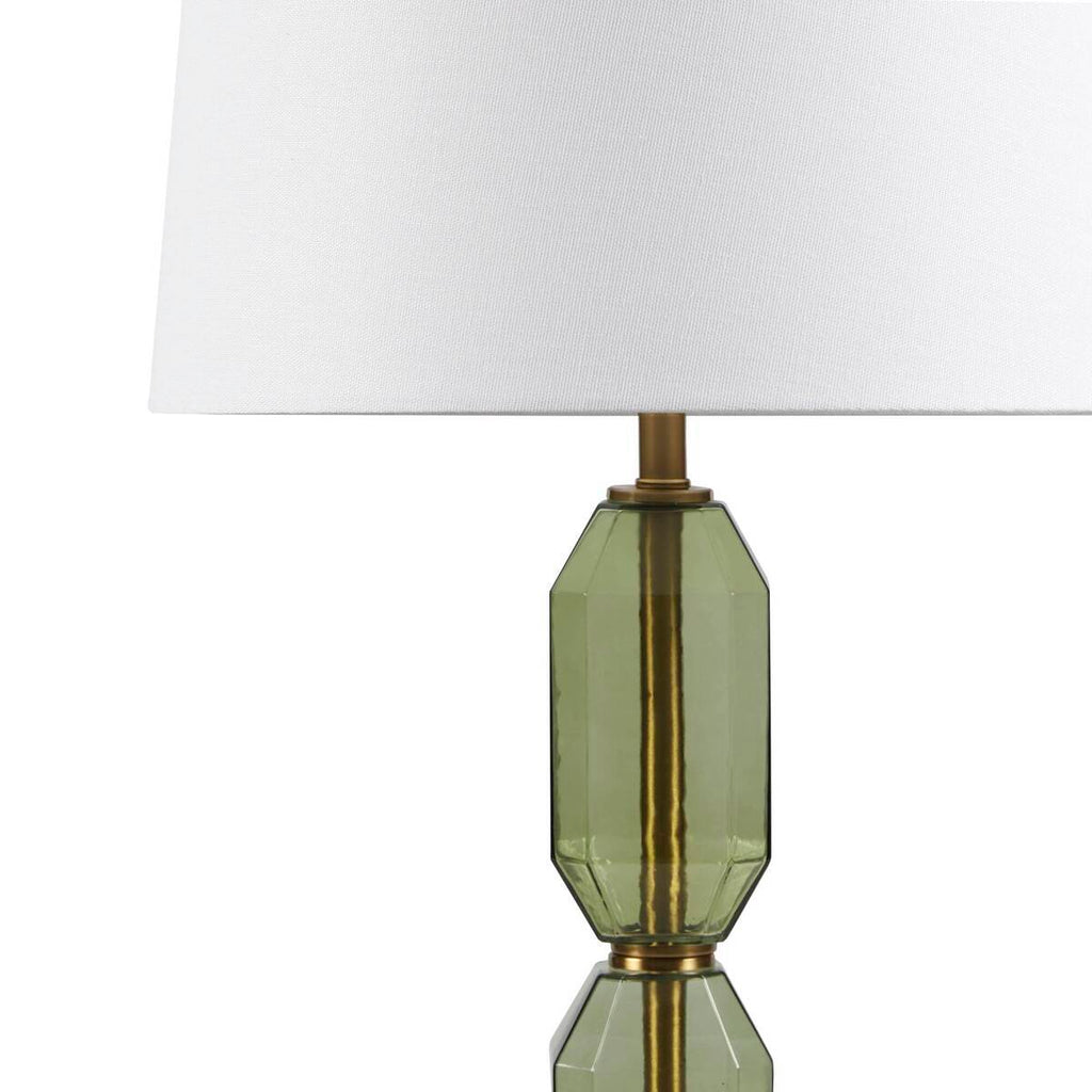 Faceted Green Glass Table Lamp