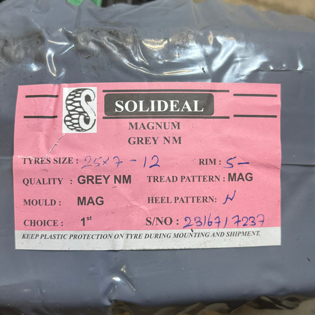 SOLIDEAL MAGNUM Forklift Tire (2 Pack) Sz 25 x 7-12/5.00 Grey 9.1064.13611