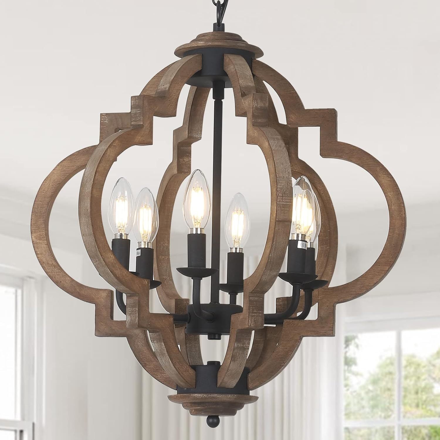Farmhouse Chandeliers for Dining Room, 6-Light Rustic Light Fixture