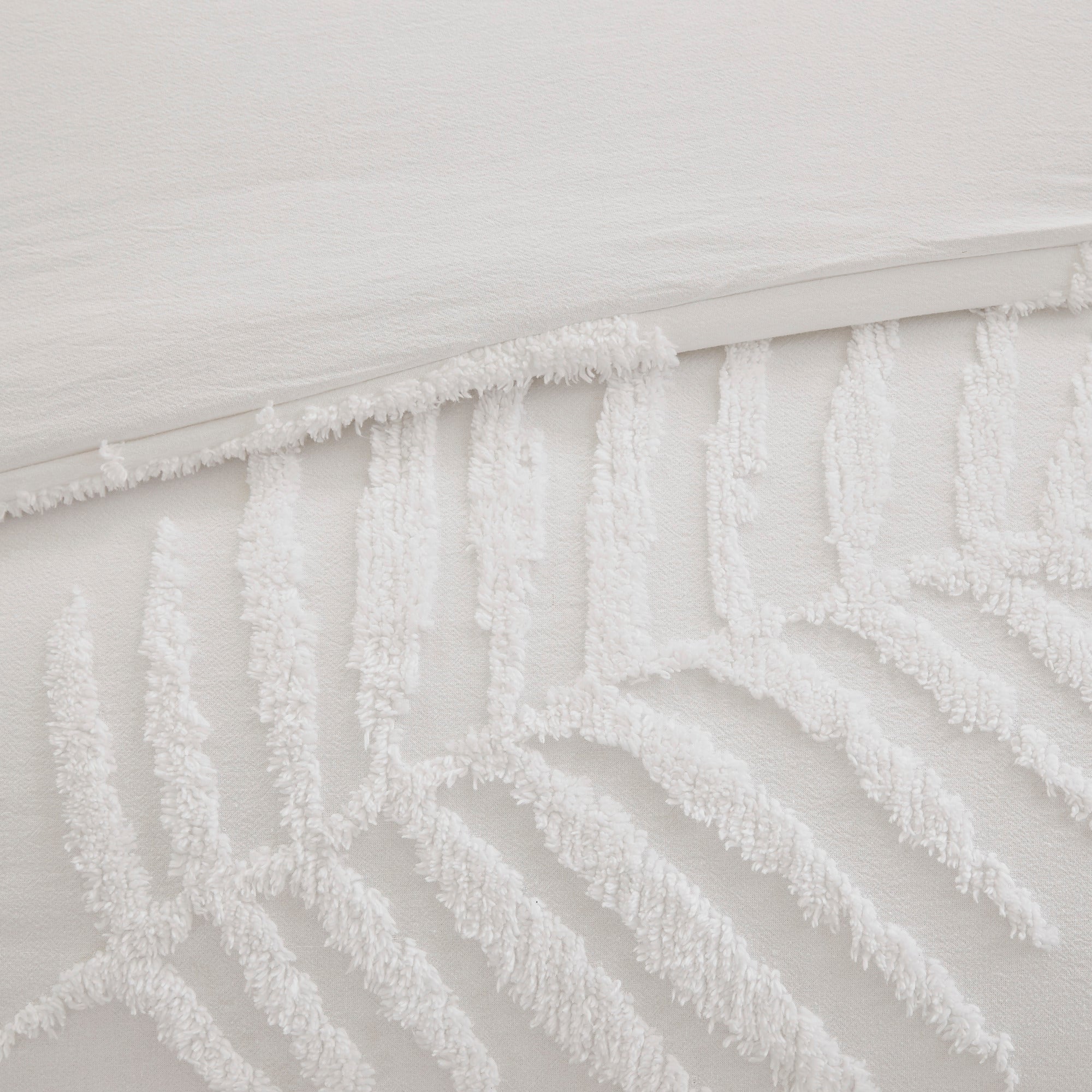 3 Piece Tufted Cotton Chenille Palm Comforter Set Off-White King/Cal King