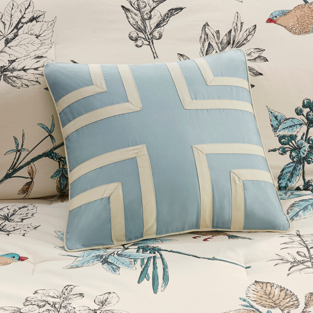 7 Piece Printed Cotton Twill Comforter Set Khaki Cal King