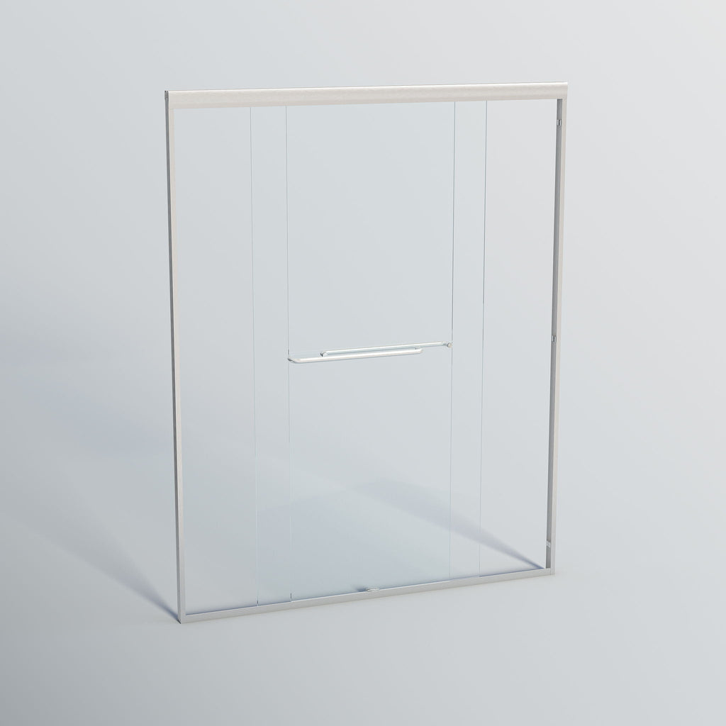 Double Sliding Shower Door, Semi-Frameless Bypass Bathroom Sliding Door With 1/4" (6 Mm) Tempered Glass For Walk-In Shower