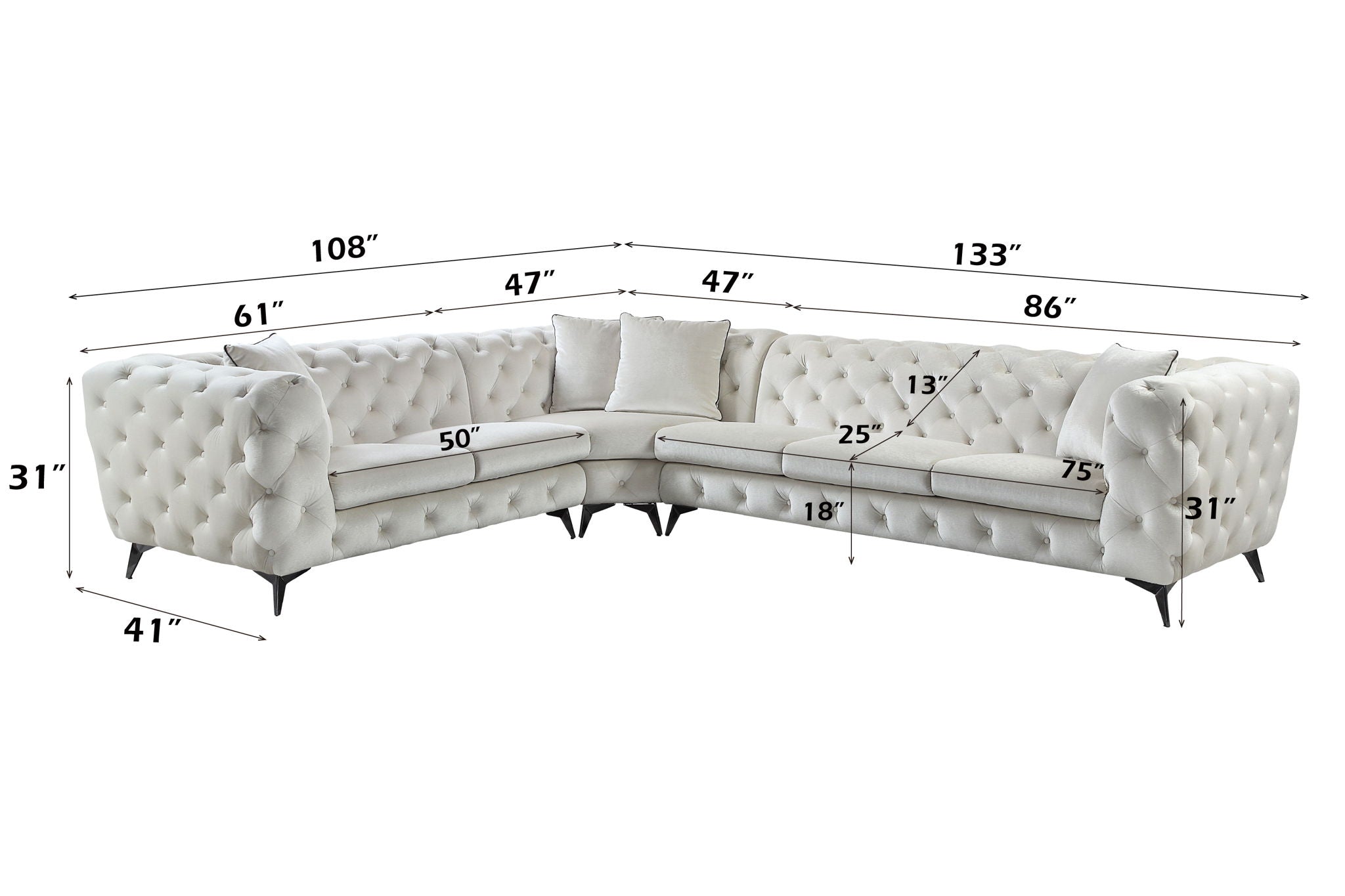 Atronia Sectional Sofa With 4 Pillows - Beige