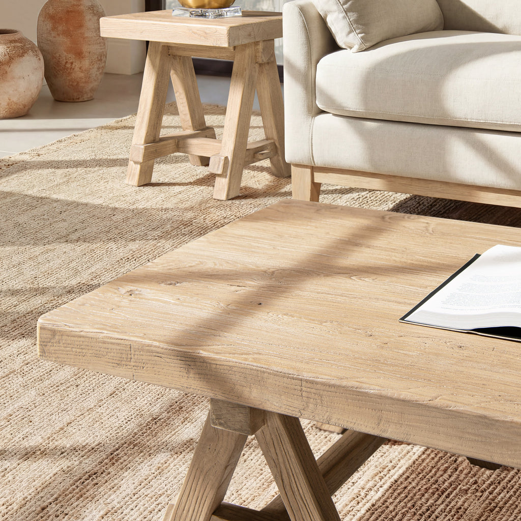 Hawthorne 48' Solid Reclaimed Elm Rectangular Trestle Coffee Table