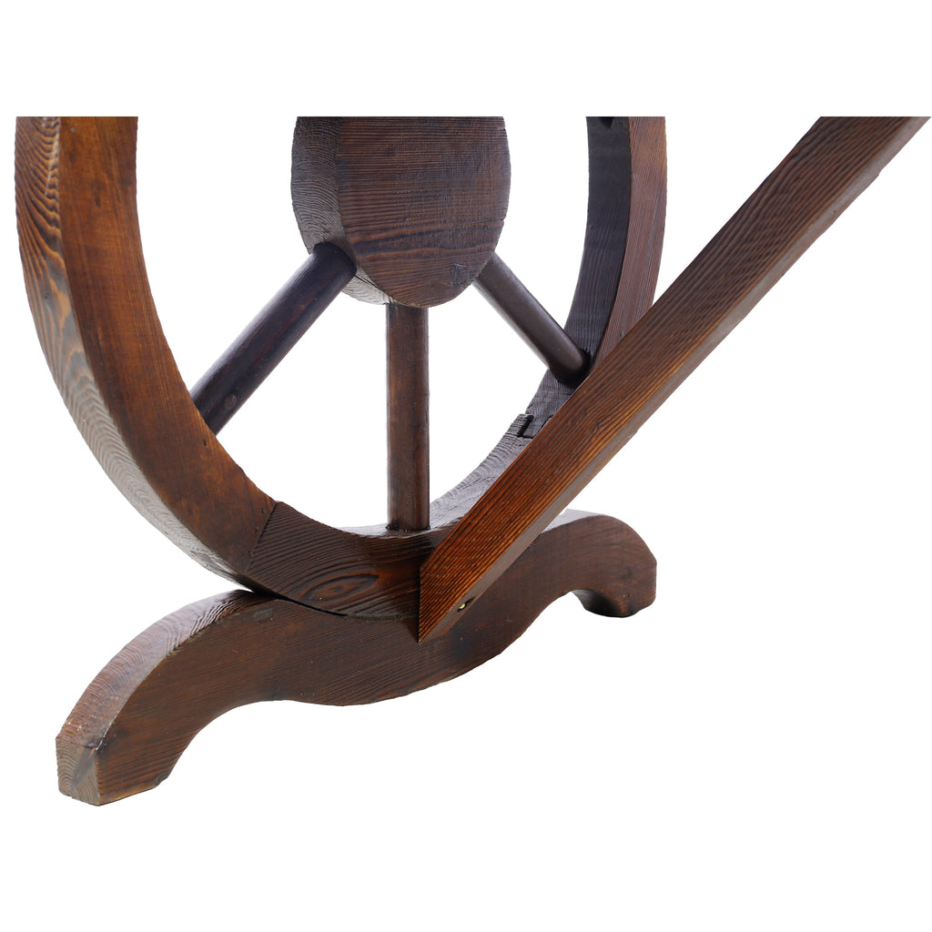 Outdoor Rustic Wooden Bench with Wagon Wheel Legs