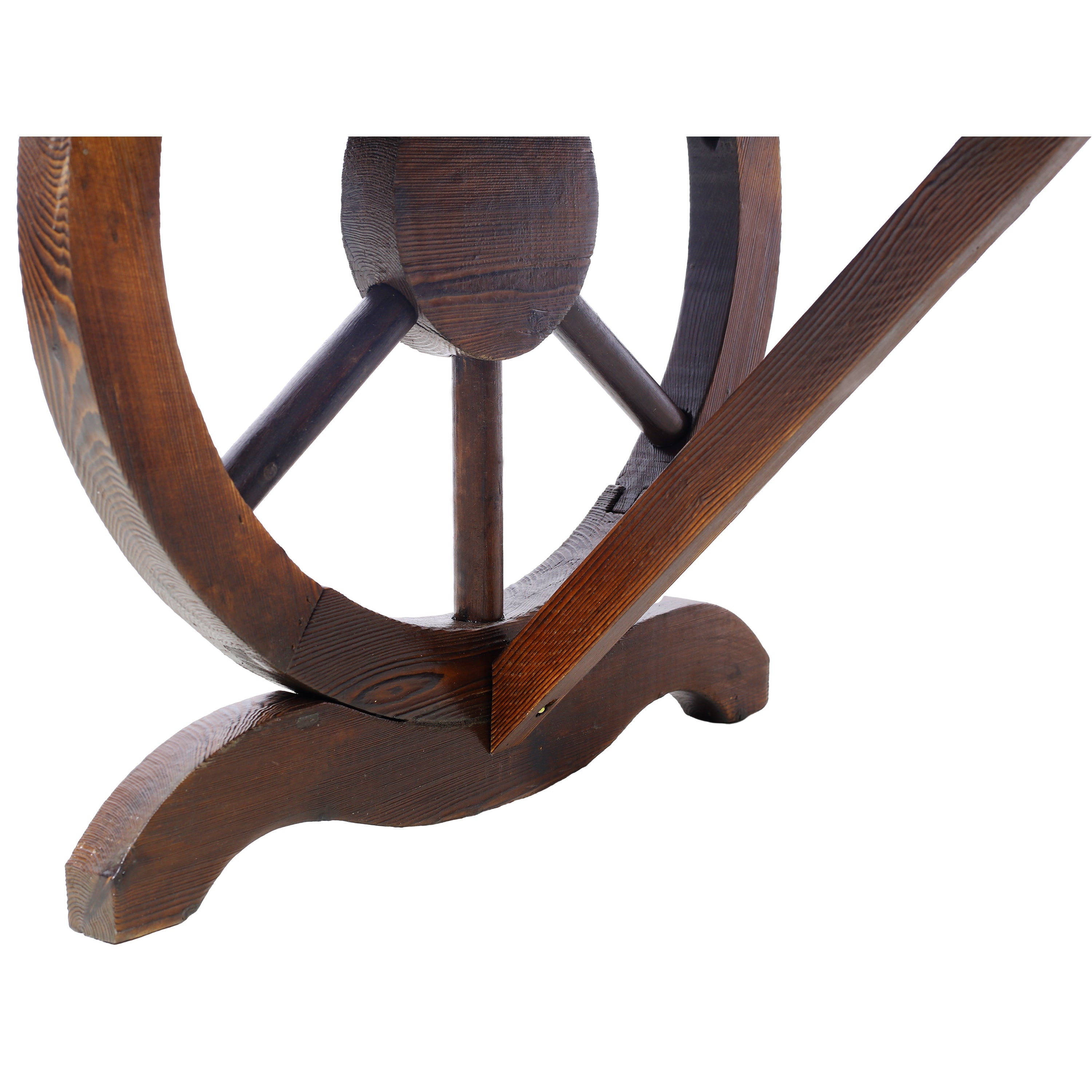 Outdoor Rustic Wooden Bench with Wagon Wheel Legs