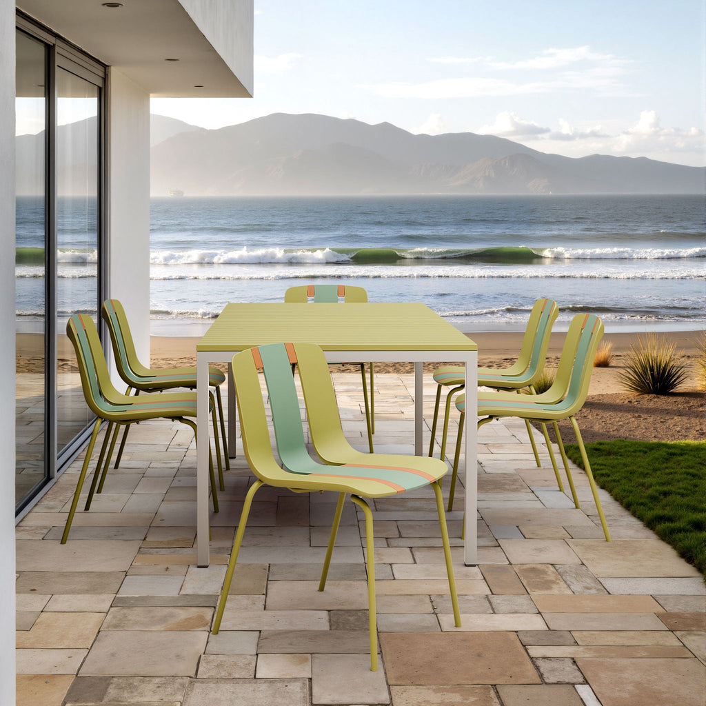 Modern Striped Blocking Single Chairs Set of 4