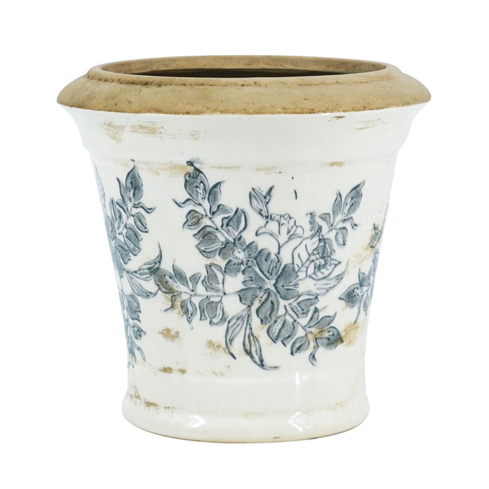 7.1x7.1x6.7' Ceramic Planter with Floral Pattern, Set of 2