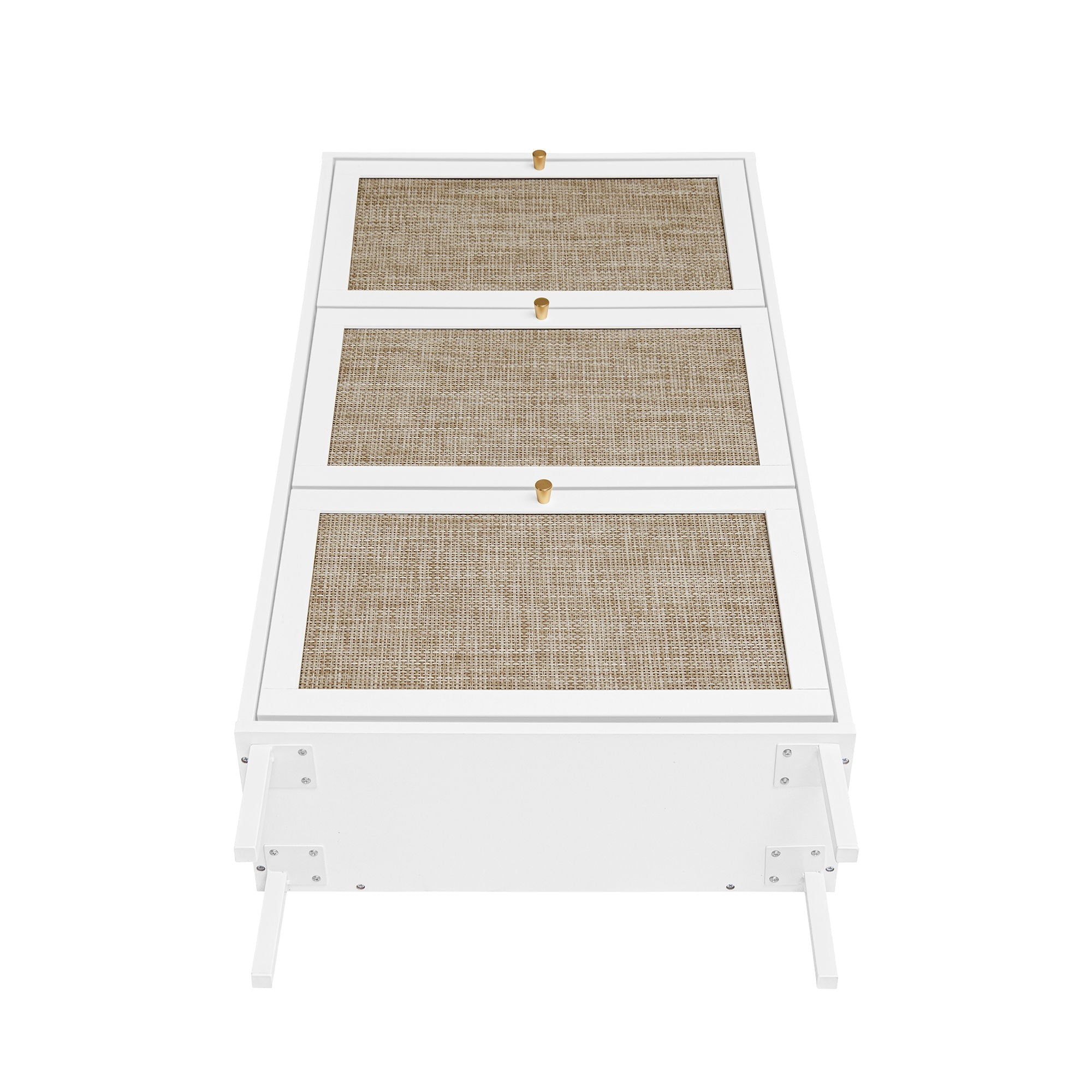 Modern Rattan 3 Door Shoe Rack Cabinet for Entryway