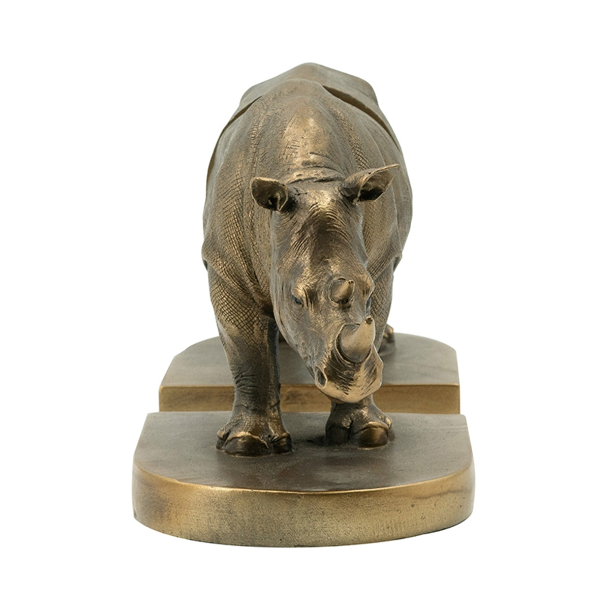 Set of 2 Rhino Bronze Bookends