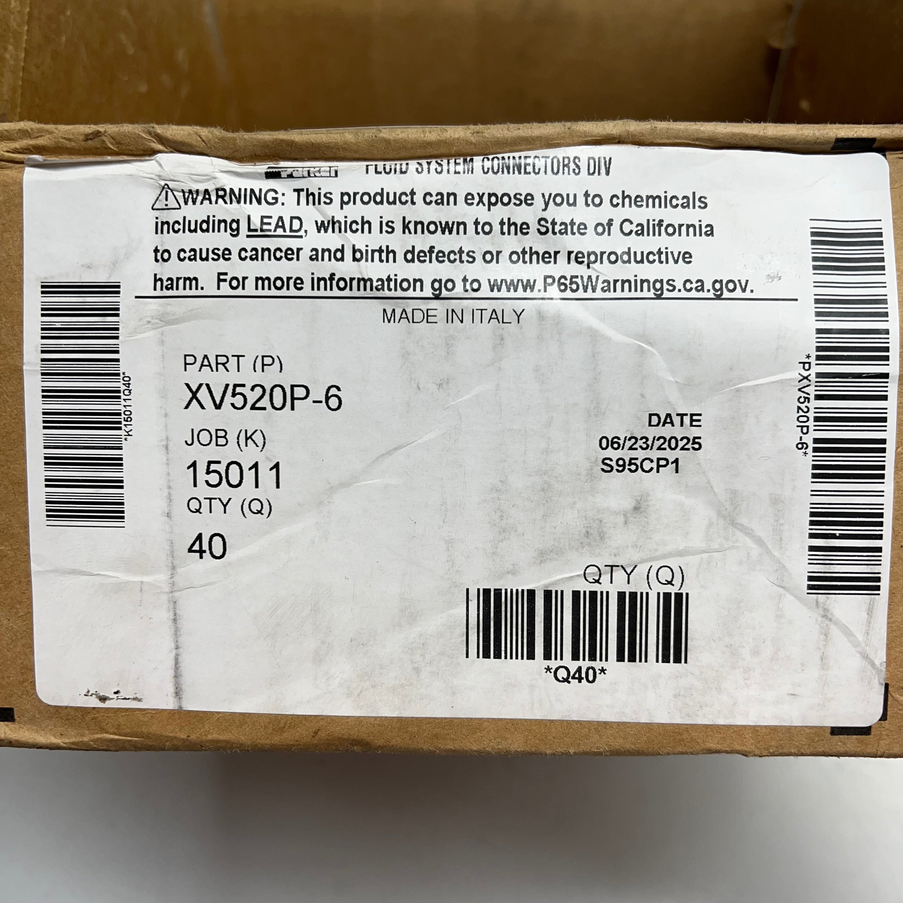 PARKER Fluid System Connectors Brass Ball Valve Economy 600 PSI V520P-6