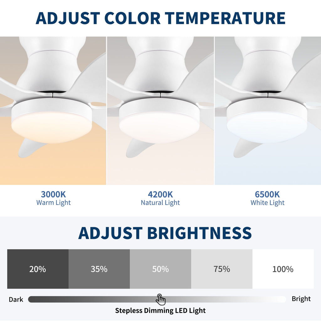 Low Profile Flush Mount Ceiling Fan With Light