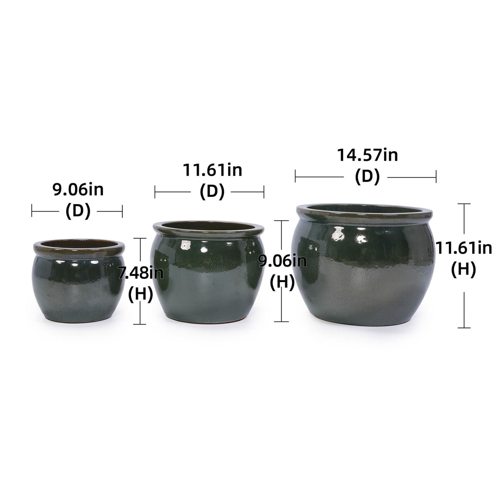 3 Pieces Ceramic Flowerpot Planter for Patio, Garden or Windowsills
