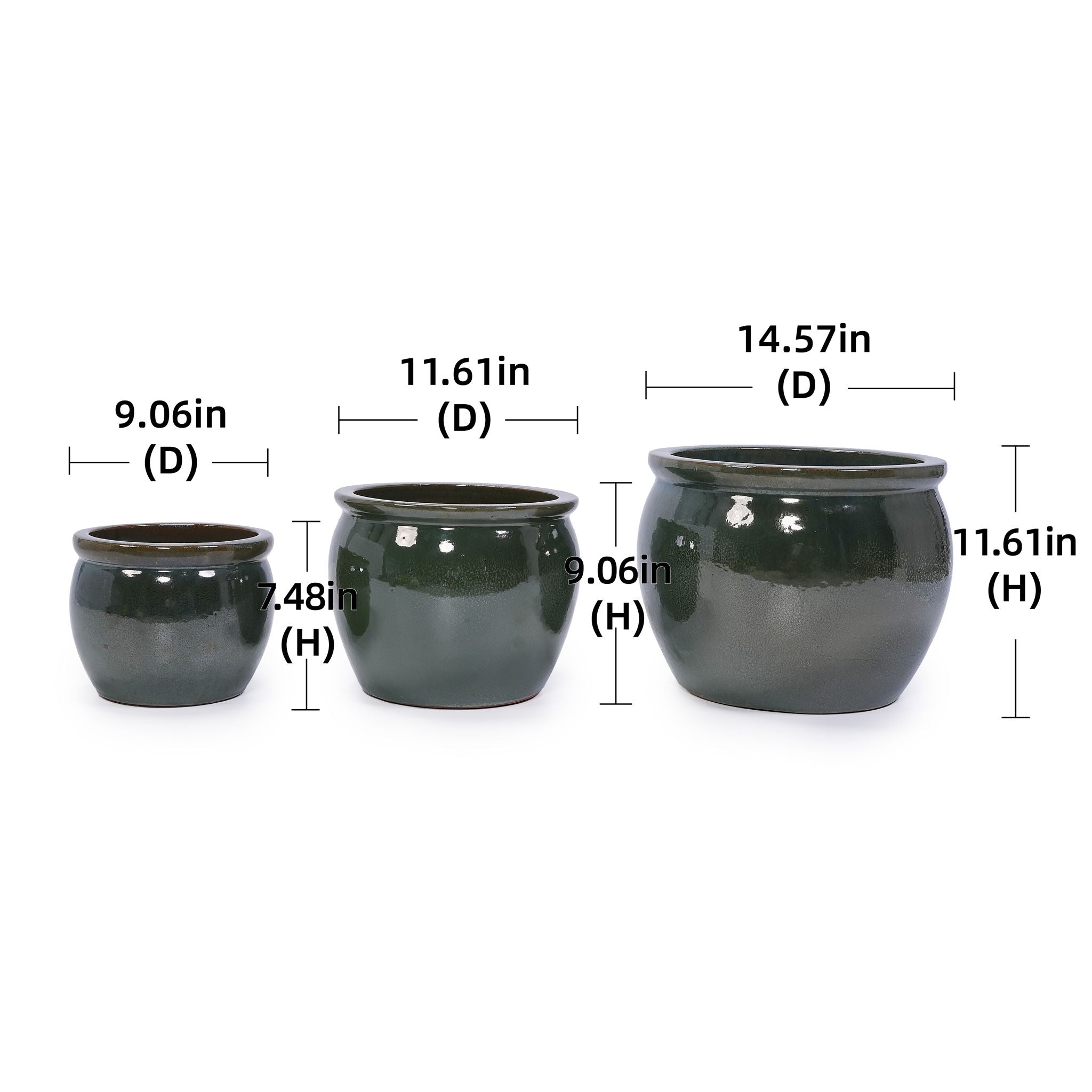 3 Pieces Ceramic Flowerpot Planter for Patio, Garden or Windowsills