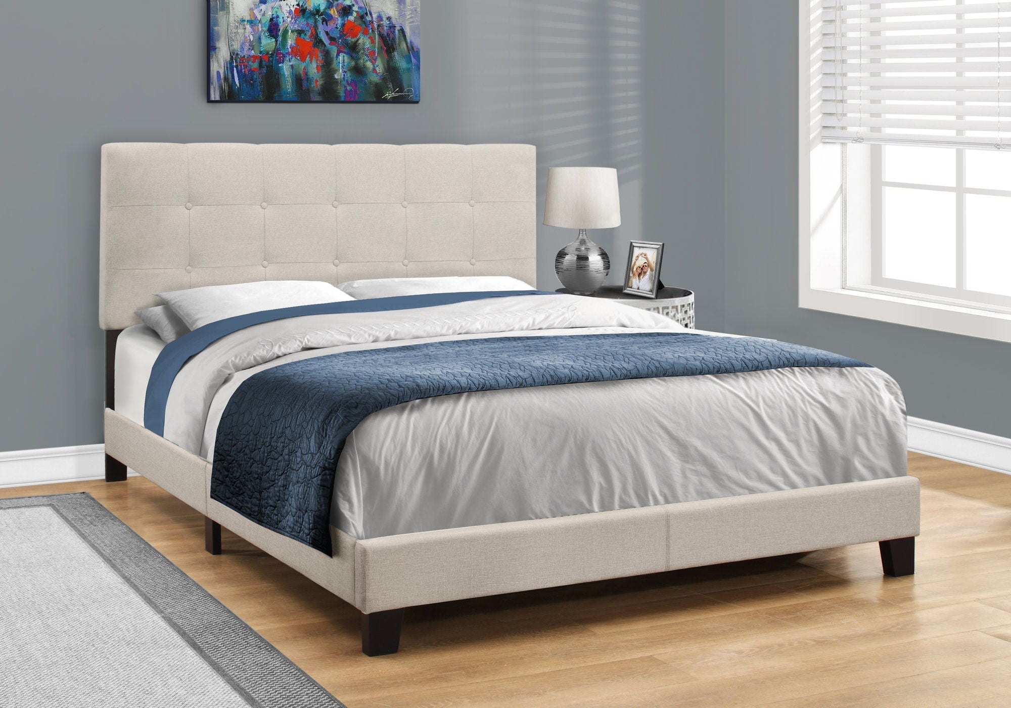 Transitional Upholstered Bed Frame