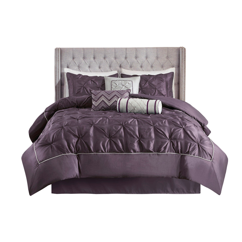7 Piece Tufted Comforter Set Plum Full
