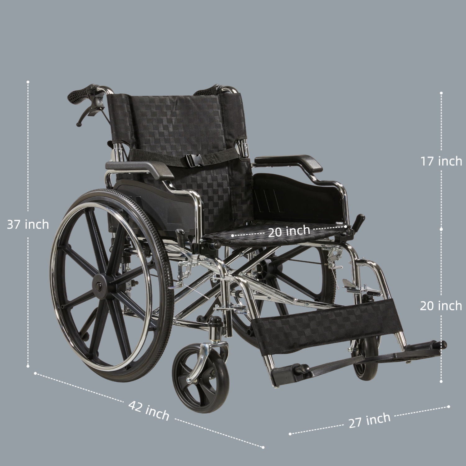 Heavy-Duty Manual Wheelchair for Adults with Double X Force Support