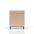 Bar Cabinet With Large Storage - White / Pecan