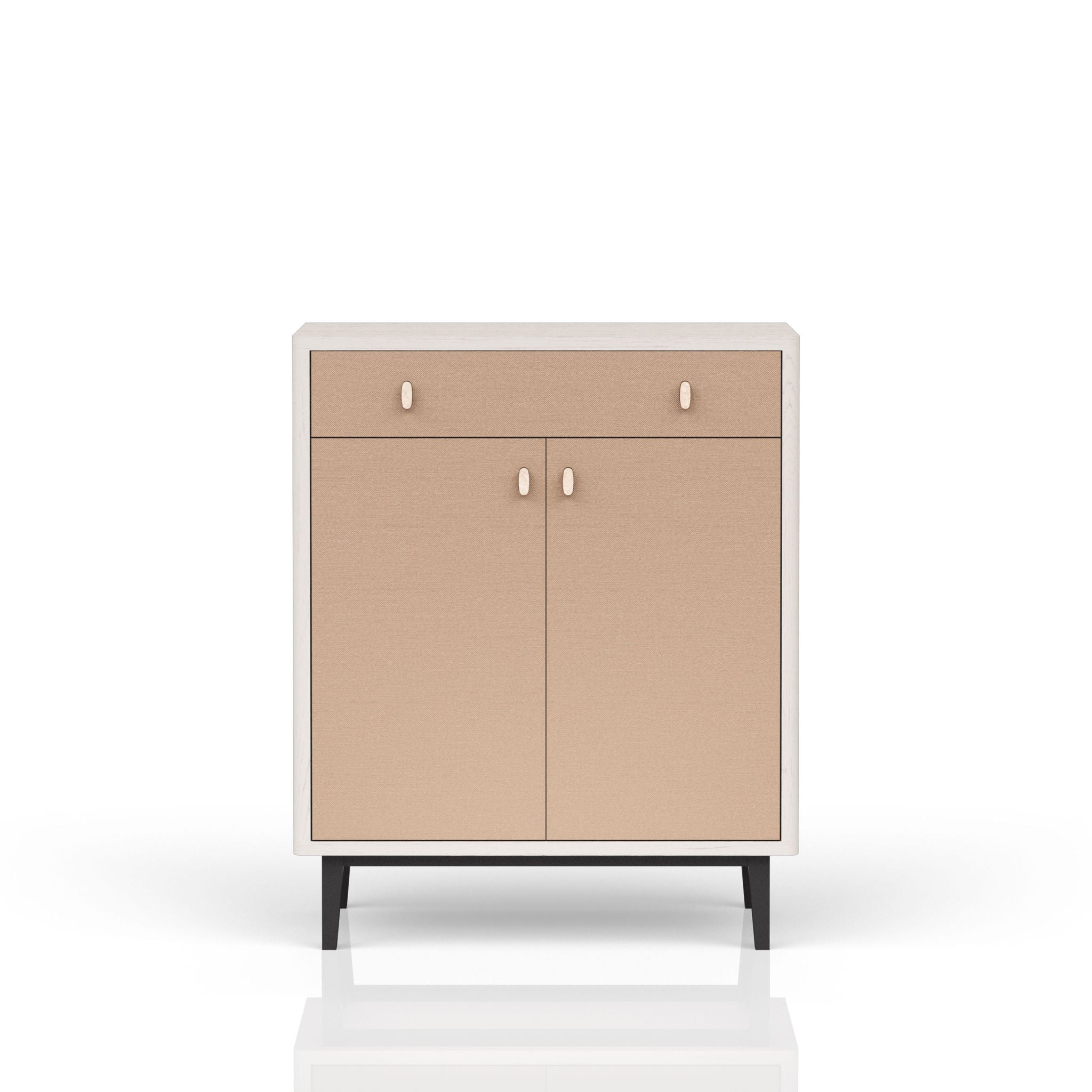 Bar Cabinet With Large Storage - White / Pecan