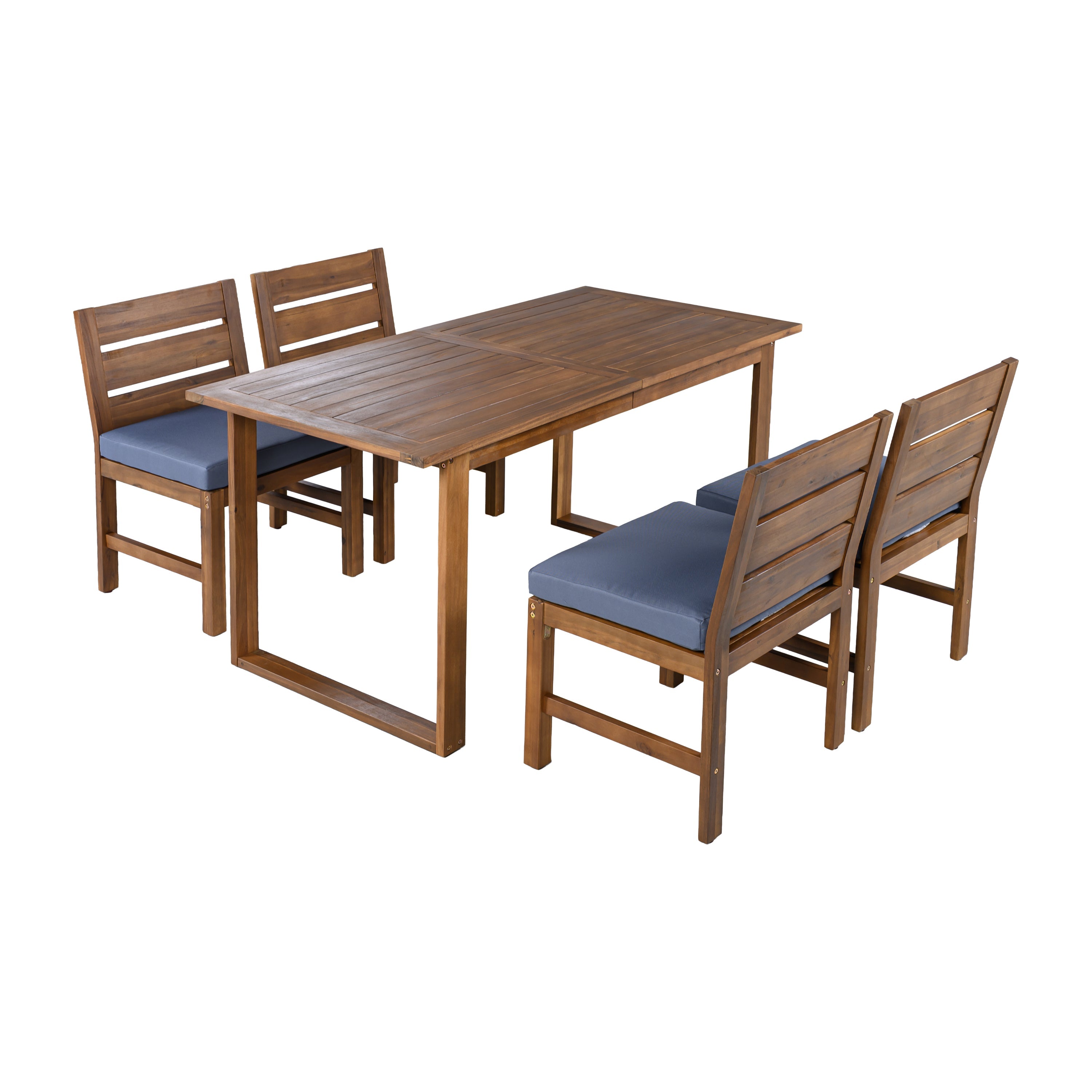 U_STYLE Farmhouse 5-Piece Outdoor Patio Dining Set with Adjustable Legs