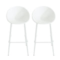 Modern Gable Outdoor Barstool Set of 2 in White