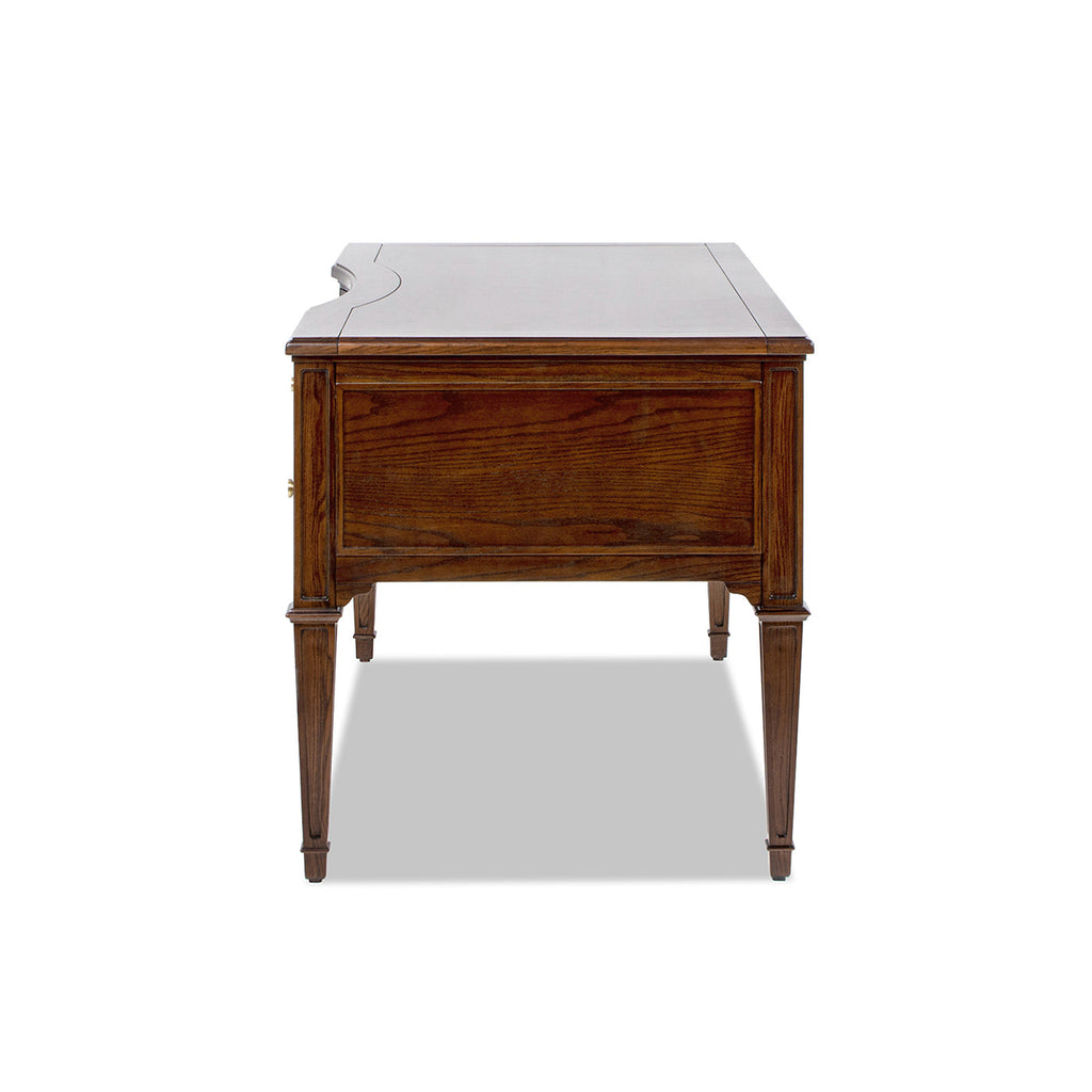 Dauphin Gold Accent 5-Drawer Wood Executive Desk Dark Walnut Ash Wood & Veneer