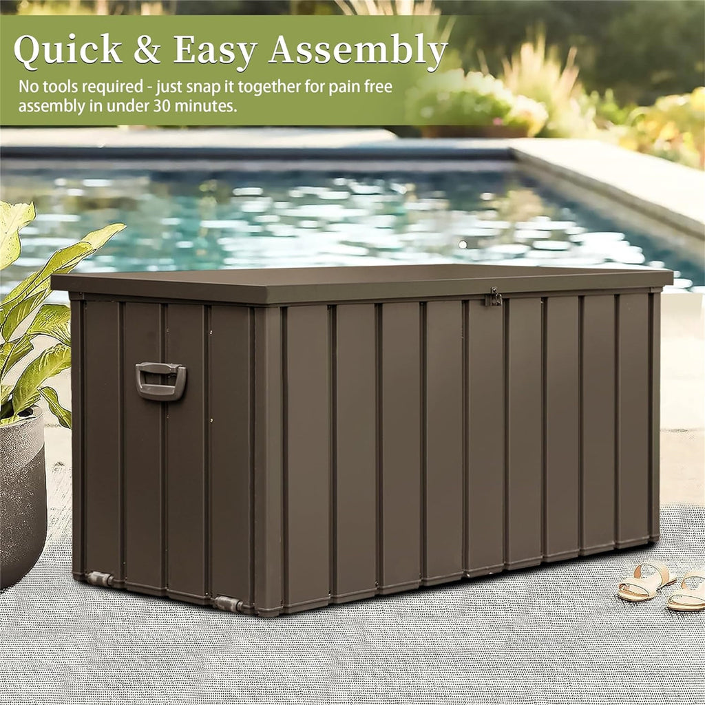 200 Gallon Outdoor Storage Deck Box Waterproof, Large Patio Storage Bin