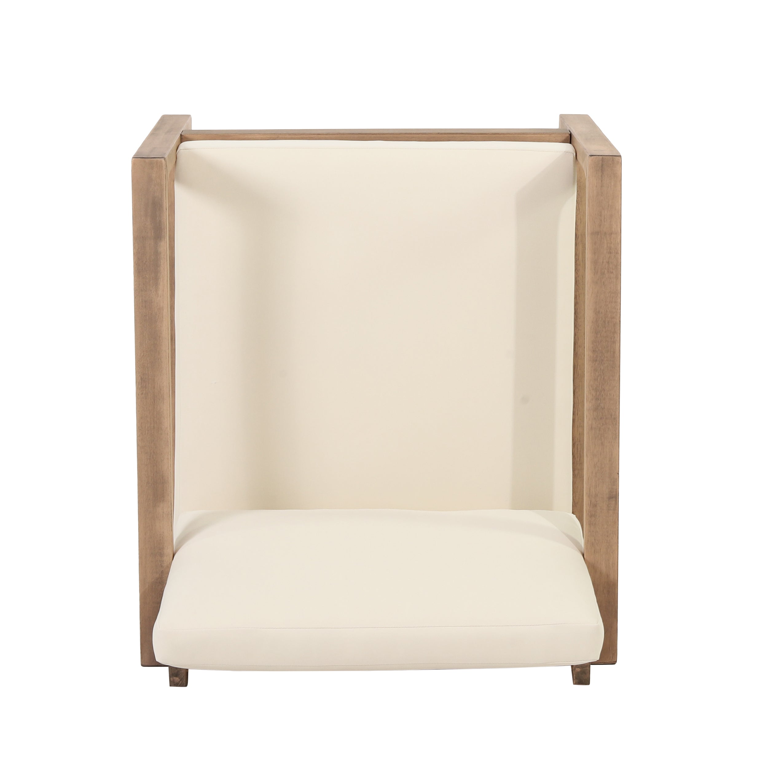 Set of 2 Outdoor Acacia Wood Patio Club Chairs with Beige Cushions