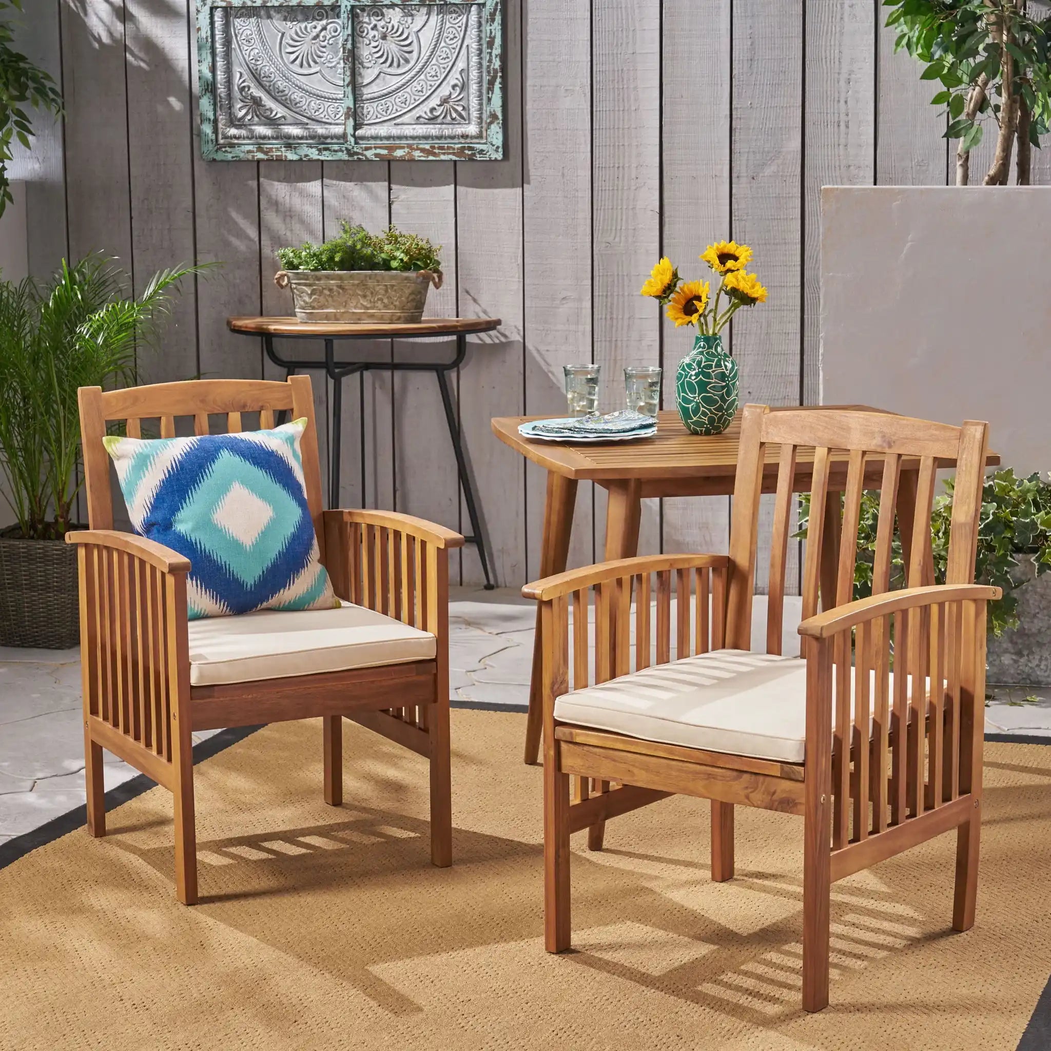 Casa Acacia Dining Chair Set With Cushions