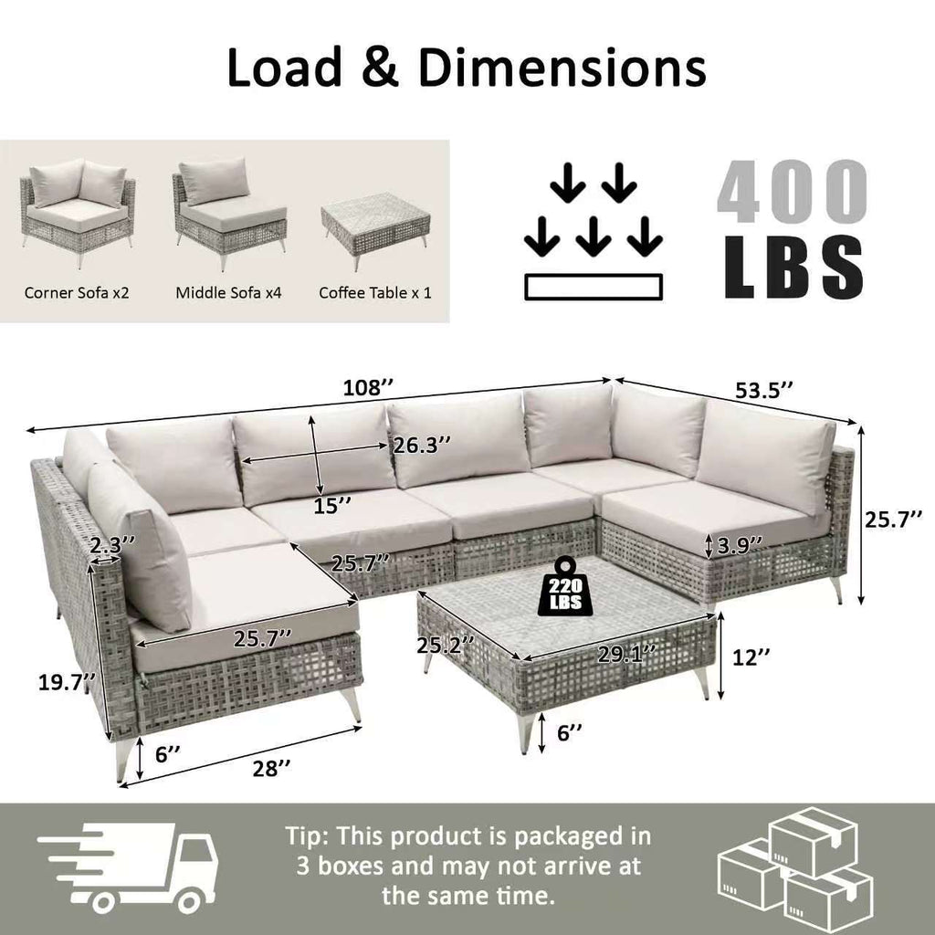 K&K 7-Piece Wicker Patio Furniture Set
