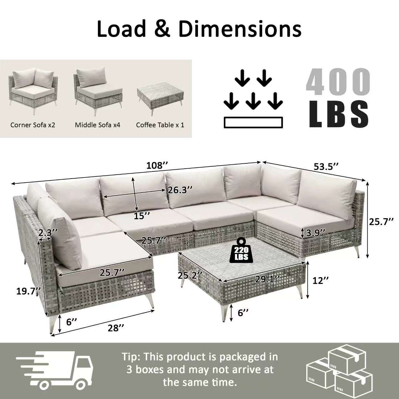 K&K 7-Piece Wicker Patio Furniture Set