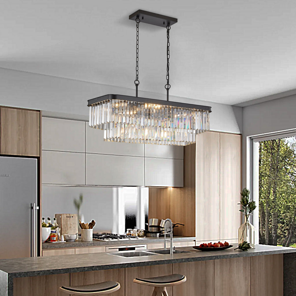 Rectangular Crystal Chandelier Adjustable