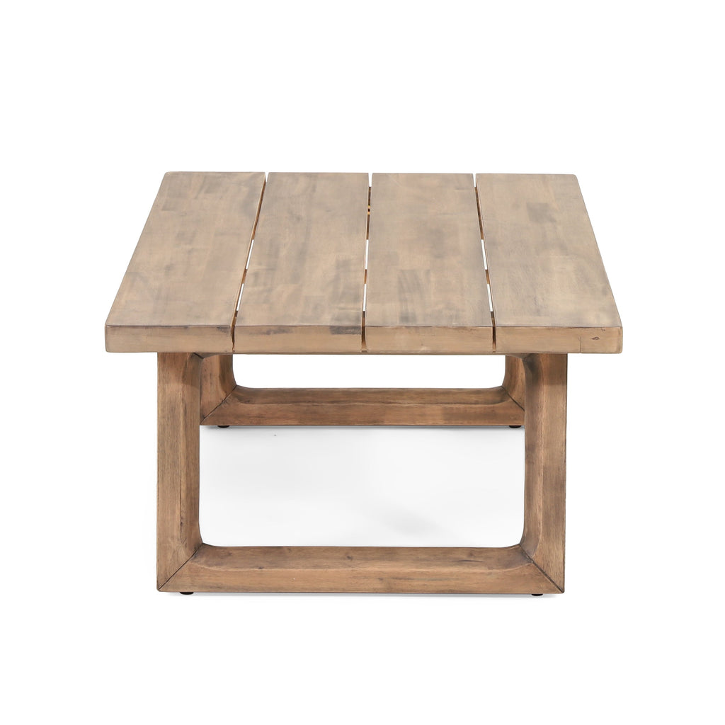 Outdoor Acacia Wood Loveseat and Coffee Table Set with Cushions