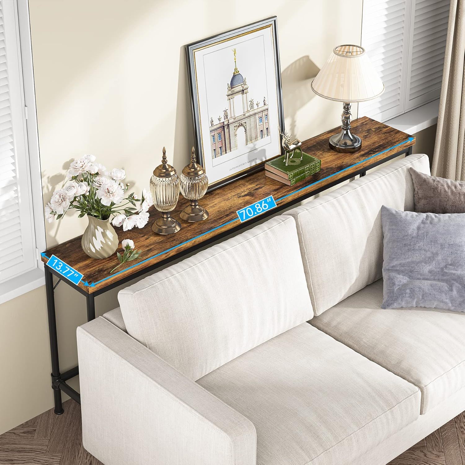 Tribesigns - Extra Long Console Table - Brown / Black