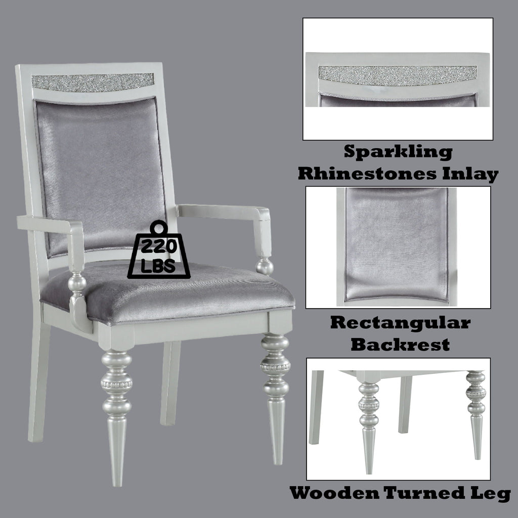 Maverick Arm Chair Set of 2 - Silver