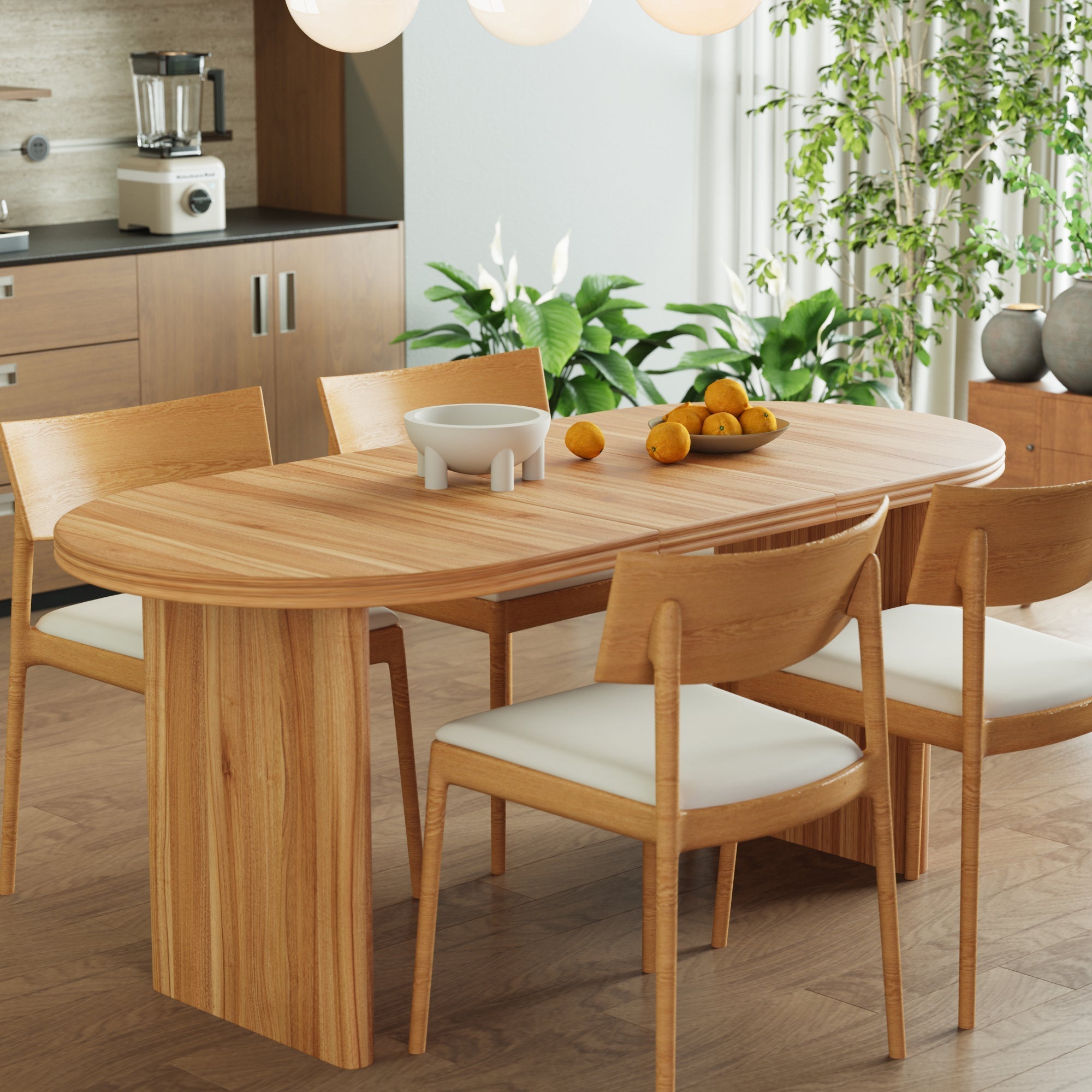 Modern Extendable Dining Table with Removable Extension Leaves