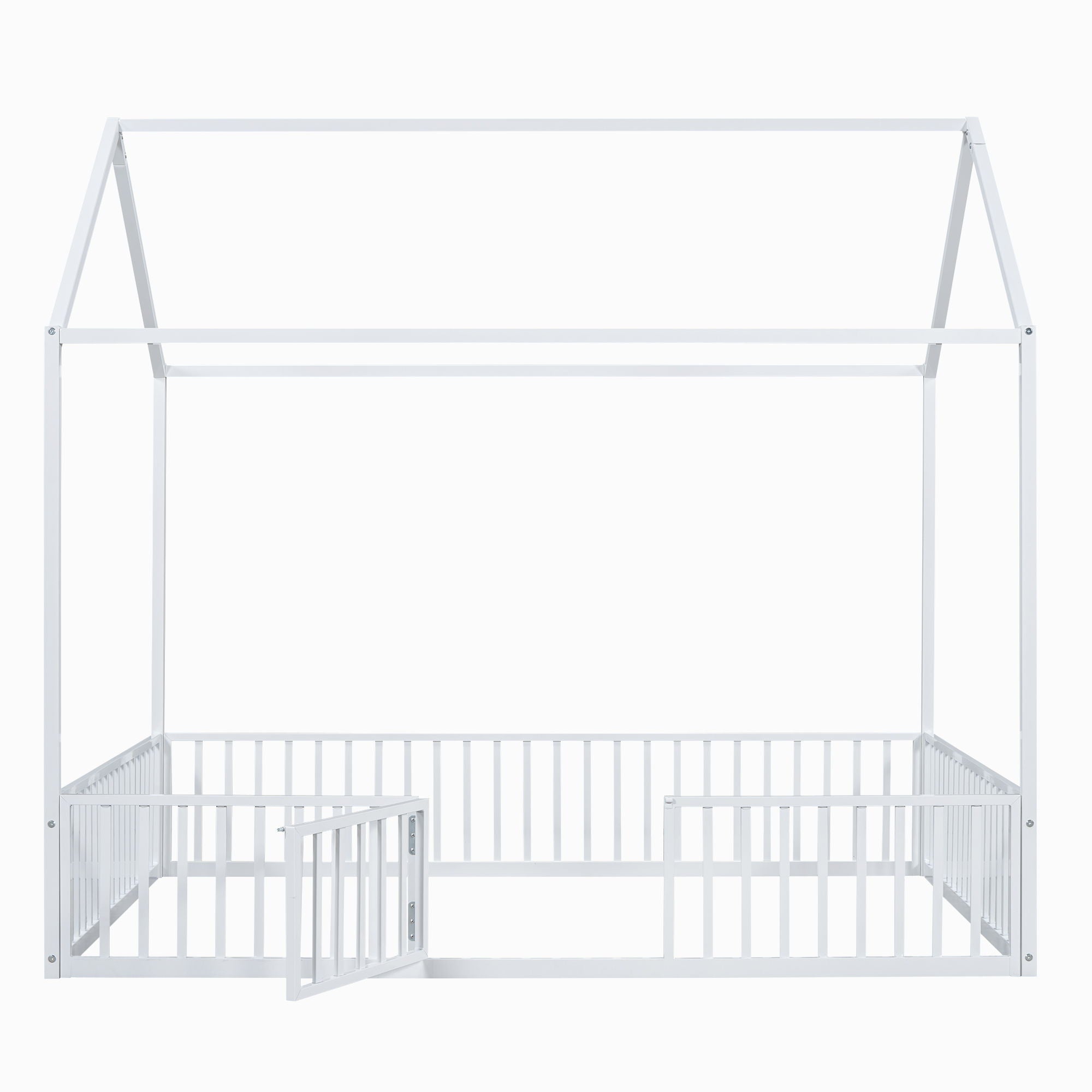 Metal House Bed With Fence And Door