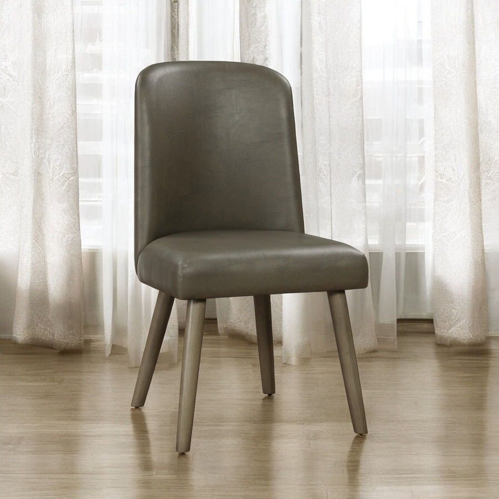 Waylon Synthetic Leather Side Chair (Set of 2) - Gray / Oak