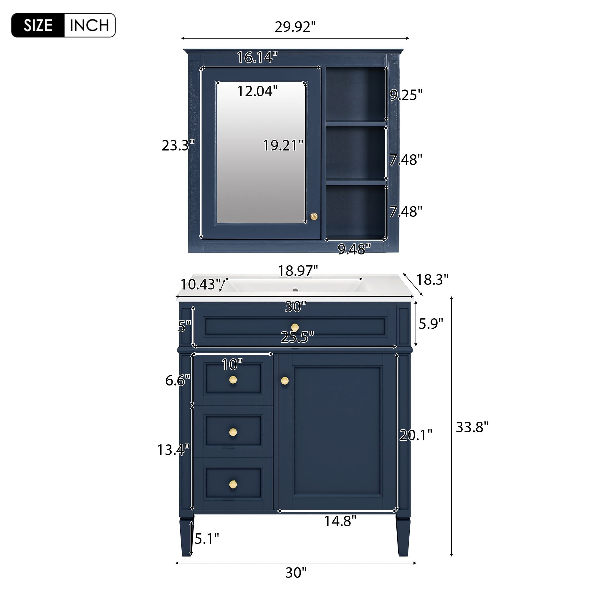 Bathroom Vanity With Medicine Cabinet and Storage