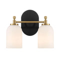 Vortex - 2 Lights Vanity In Style For Over Bathroom Mirror Wall Sconce - Black / Gold / White