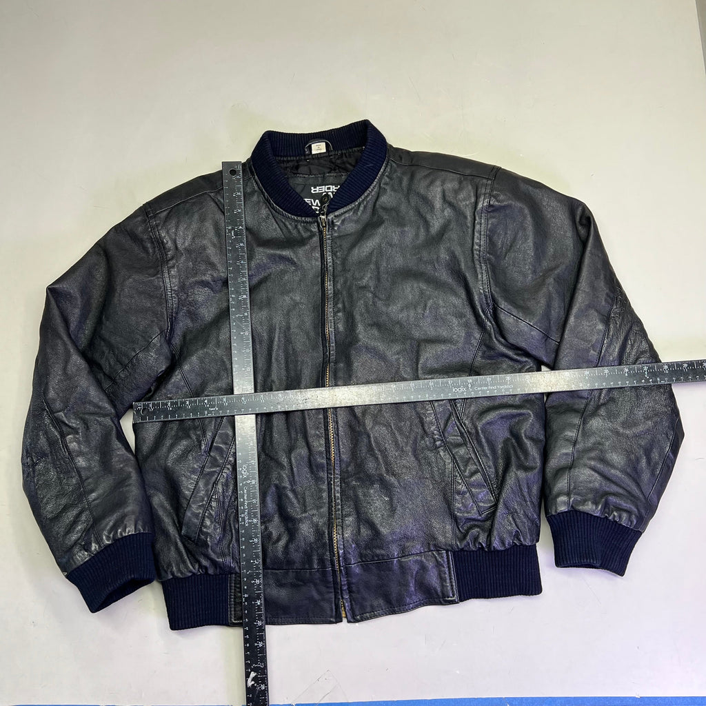 NEW ORDEDR Authentic Leather Jacket Full Zip Men's Sz L Black (Pre-Owned)