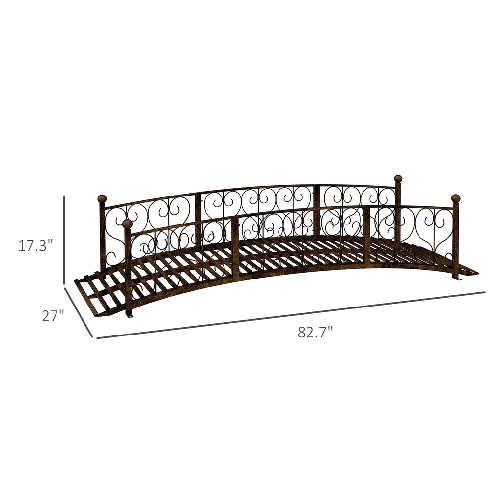 Outsunny 7' Metal Arch Garden Bridge with Safety Siderails