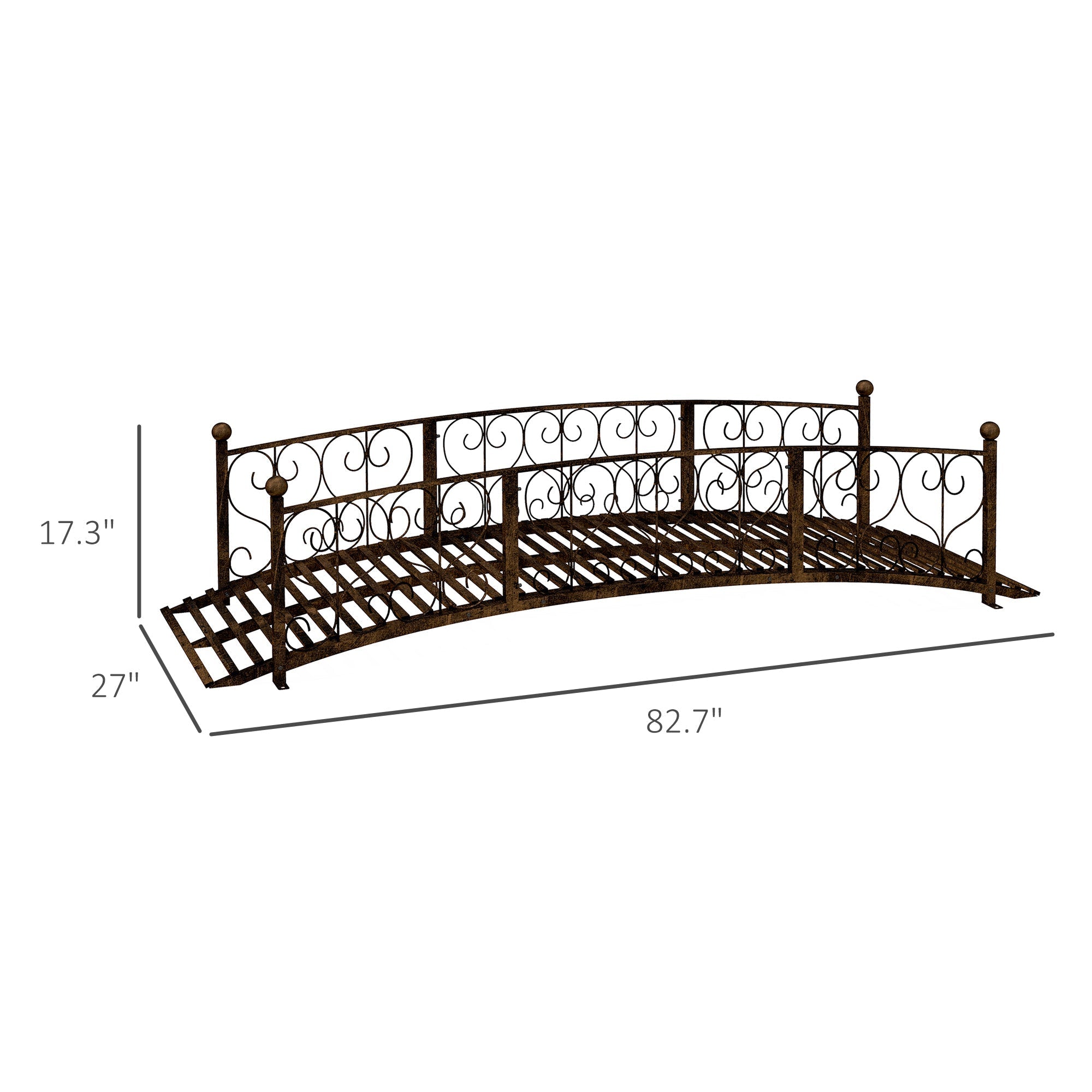 Outsunny 7' Metal Arch Garden Bridge with Safety Siderails