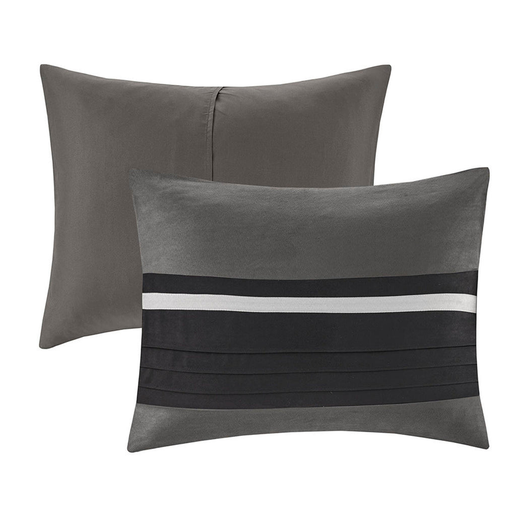 7 Piece Faux Suede Comforter Set Black King
