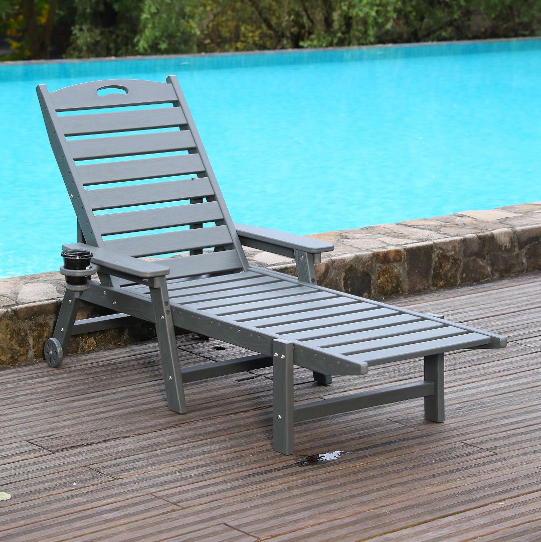 HDPE Chaise Lounge Chair Outdoor with Adjustable Backrest
