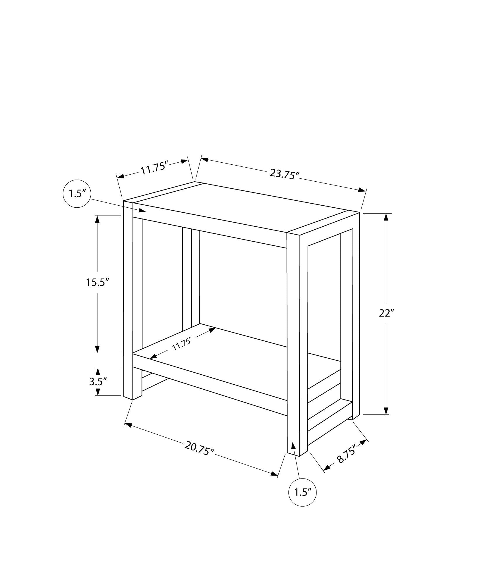 Accent Side Table Narrow Small 2-Tier Contemporary Modern