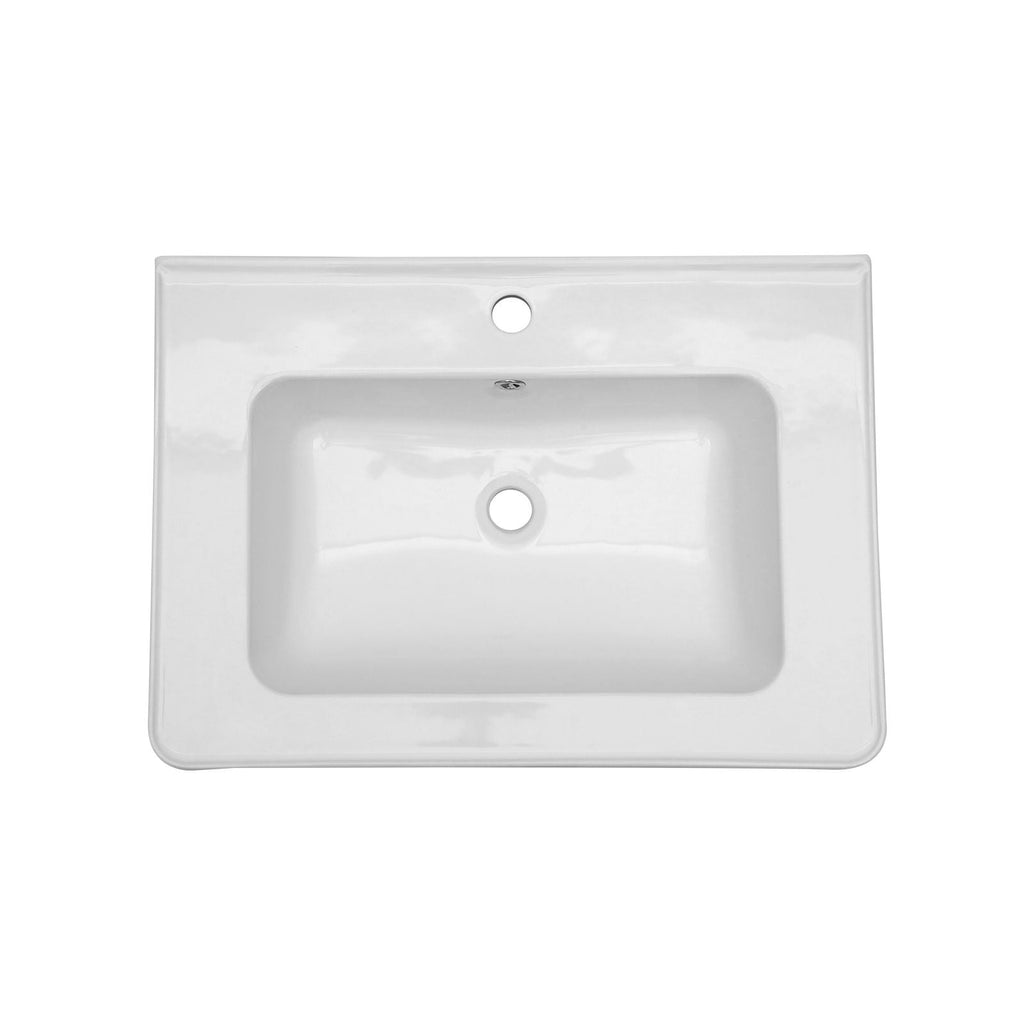 Rectangular Single Vanity Top With 1 Faucet Hole And Overflow, 28 X 19" - White