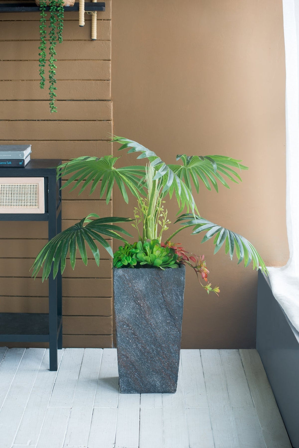 9.4x9.4x18.1' Cement Planter Large, Indoor Outdoor Garden Functional Decor